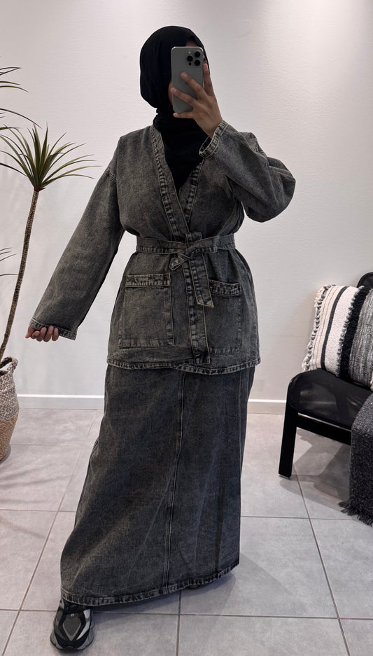 ensemble jupe et veste jeans