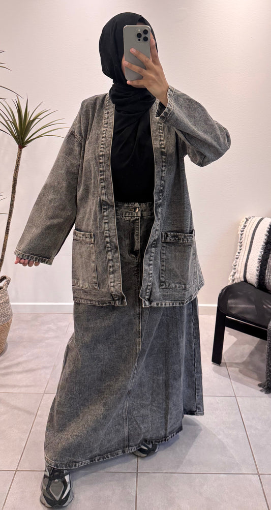 ensemble jupe et veste jeans